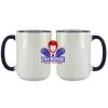 Accent Sublimation Blank Ceramic Mug - White w/Blue Rim and Handle - 11 oz Thumbnail