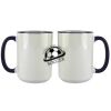 Accent Sublimation Blank Ceramic Mug - White w/Blue Rim and Handle - 11 oz Thumbnail
