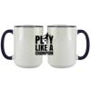 Accent Sublimation Blank Ceramic Mug - White w/Blue Rim and Handle - 11 oz Thumbnail
