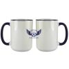Accent Sublimation Blank Ceramic Mug - White w/Blue Rim and Handle - 11 oz Thumbnail