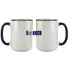 Accent Sublimation Blank Ceramic Mug - White w/Blue Rim and Handle - 11 oz Thumbnail
