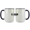 Accent Sublimation Blank Ceramic Mug - White w/Blue Rim and Handle - 11 oz Thumbnail