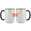 Accent Sublimation Blank Ceramic Mug - White w/Blue Rim and Handle - 11 oz Thumbnail