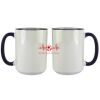 Accent Sublimation Blank Ceramic Mug - White w/Blue Rim and Handle - 11 oz Thumbnail