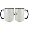 Accent Sublimation Blank Ceramic Mug - White w/Blue Rim and Handle - 11 oz Thumbnail