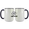 Accent Sublimation Blank Ceramic Mug - White w/Blue Rim and Handle - 11 oz Thumbnail