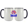 Accent Sublimation Blank Ceramic Mug - White w/Blue Rim and Handle - 11 oz Thumbnail