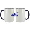 Accent Sublimation Blank Ceramic Mug - White w/Blue Rim and Handle - 11 oz Thumbnail