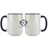 Accent Sublimation Blank Ceramic Mug - White w/Blue Rim and Handle - 11 oz Thumbnail