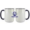Accent Sublimation Blank Ceramic Mug - White w/Blue Rim and Handle - 11 oz Thumbnail
