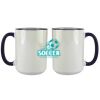 Accent Sublimation Blank Ceramic Mug - White w/Blue Rim and Handle - 11 oz Thumbnail