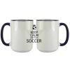 Accent Sublimation Blank Ceramic Mug - White w/Blue Rim and Handle - 11 oz Thumbnail