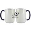 Accent Sublimation Blank Ceramic Mug - White w/Blue Rim and Handle - 11 oz Thumbnail