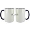 Accent Sublimation Blank Ceramic Mug - White w/Blue Rim and Handle - 11 oz Thumbnail