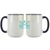 Accent Sublimation Blank Ceramic Mug - White w/Blue Rim and Handle - 11 oz Thumbnail