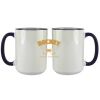 Accent Sublimation Blank Ceramic Mug - White w/Blue Rim and Handle - 11 oz Thumbnail