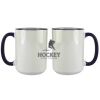 Accent Sublimation Blank Ceramic Mug - White w/Blue Rim and Handle - 11 oz Thumbnail