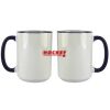 Accent Sublimation Blank Ceramic Mug - White w/Blue Rim and Handle - 11 oz Thumbnail