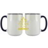 Accent Sublimation Blank Ceramic Mug - White w/Blue Rim and Handle - 11 oz Thumbnail