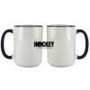 Accent Sublimation Blank Ceramic Mug - White w/Blue Rim and Handle - 11 oz Thumbnail