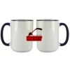 Accent Sublimation Blank Ceramic Mug - White w/Blue Rim and Handle - 11 oz Thumbnail