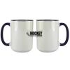 Accent Sublimation Blank Ceramic Mug - White w/Blue Rim and Handle - 11 oz Thumbnail