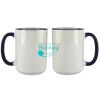 Accent Sublimation Blank Ceramic Mug - White w/Blue Rim and Handle - 11 oz Thumbnail