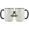 Accent Sublimation Blank Ceramic Mug - White w/Blue Rim and Handle - 11 oz Thumbnail