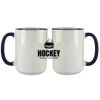 Accent Sublimation Blank Ceramic Mug - White w/Blue Rim and Handle - 11 oz Thumbnail