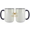 Accent Sublimation Blank Ceramic Mug - White w/Blue Rim and Handle - 11 oz Thumbnail