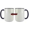 Accent Sublimation Blank Ceramic Mug - White w/Blue Rim and Handle - 11 oz Thumbnail