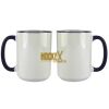 Accent Sublimation Blank Ceramic Mug - White w/Blue Rim and Handle - 11 oz Thumbnail