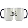 Accent Sublimation Blank Ceramic Mug - White w/Blue Rim and Handle - 11 oz Thumbnail