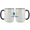 Accent Sublimation Blank Ceramic Mug - White w/Blue Rim and Handle - 11 oz Thumbnail
