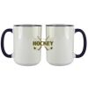 Accent Sublimation Blank Ceramic Mug - White w/Blue Rim and Handle - 11 oz Thumbnail
