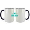 Accent Sublimation Blank Ceramic Mug - White w/Blue Rim and Handle - 11 oz Thumbnail