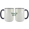 Accent Sublimation Blank Ceramic Mug - White w/Blue Rim and Handle - 11 oz Thumbnail