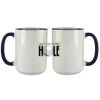 Accent Sublimation Blank Ceramic Mug - White w/Blue Rim and Handle - 11 oz Thumbnail