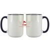 Accent Sublimation Blank Ceramic Mug - White w/Blue Rim and Handle - 11 oz Thumbnail