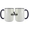 Accent Sublimation Blank Ceramic Mug - White w/Blue Rim and Handle - 11 oz Thumbnail