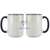 Accent Sublimation Blank Ceramic Mug - White w/Blue Rim and Handle - 11 oz Thumbnail