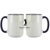 Accent Sublimation Blank Ceramic Mug - White w/Blue Rim and Handle - 11 oz Thumbnail