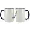 Accent Sublimation Blank Ceramic Mug - White w/Blue Rim and Handle - 11 oz Thumbnail