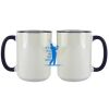 Accent Sublimation Blank Ceramic Mug - White w/Blue Rim and Handle - 11 oz Thumbnail