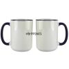 Accent Sublimation Blank Ceramic Mug - White w/Blue Rim and Handle - 11 oz Thumbnail