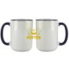 Accent Sublimation Blank Ceramic Mug - White w/Blue Rim and Handle - 11 oz Thumbnail