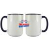 Accent Sublimation Blank Ceramic Mug - White w/Blue Rim and Handle - 11 oz Thumbnail