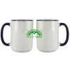 Accent Sublimation Blank Ceramic Mug - White w/Blue Rim and Handle - 11 oz Thumbnail