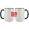Accent Sublimation Blank Ceramic Mug - White w/Blue Rim and Handle - 11 oz Thumbnail