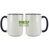Accent Sublimation Blank Ceramic Mug - White w/Blue Rim and Handle - 11 oz Thumbnail